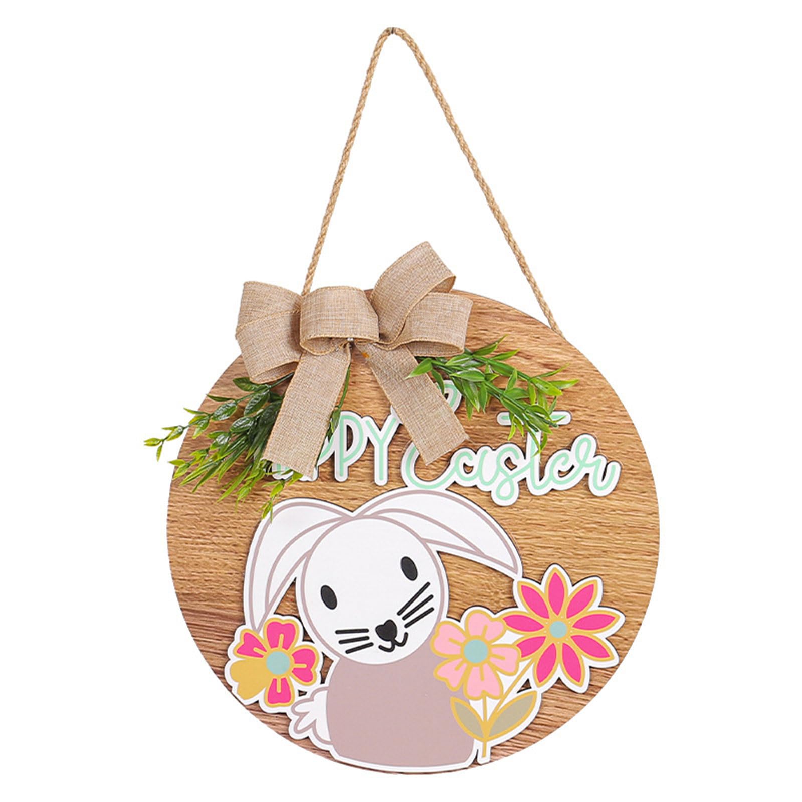 Elnwnnkc Multicolor 2024 Easter Wooden Plaques Door Hanging Wreath Lovely Decoration Pendant Outdoor Courtyard Door Ornament Decor Easter