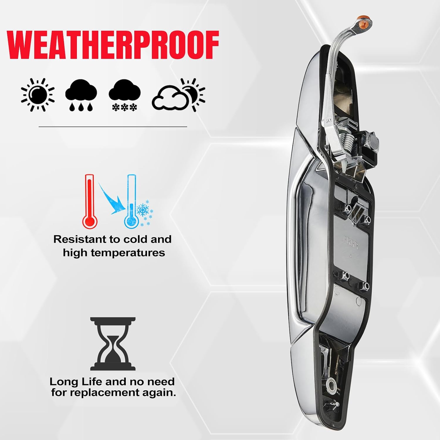 22738726 Exterior Chrome Door Handle Rear Right Passenger Side, Compatible with Cadillac Escalade, Compatible with Chevy Avalanche, Silverado 1500 2500 3500, Suburban 1500 2500, Tahoe 15915660