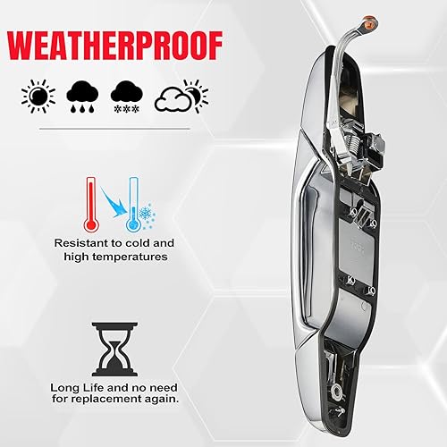 Miniatura 3 de 22738726 Manija exterior cromada para puerta trasera derecha del pasajero, compatible con Cadillac Escalade, compatible con Chevy Avalanche,