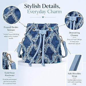 Amazon.com: QZUnique Denim Bucket Bags Women Jean Mini Crossbody