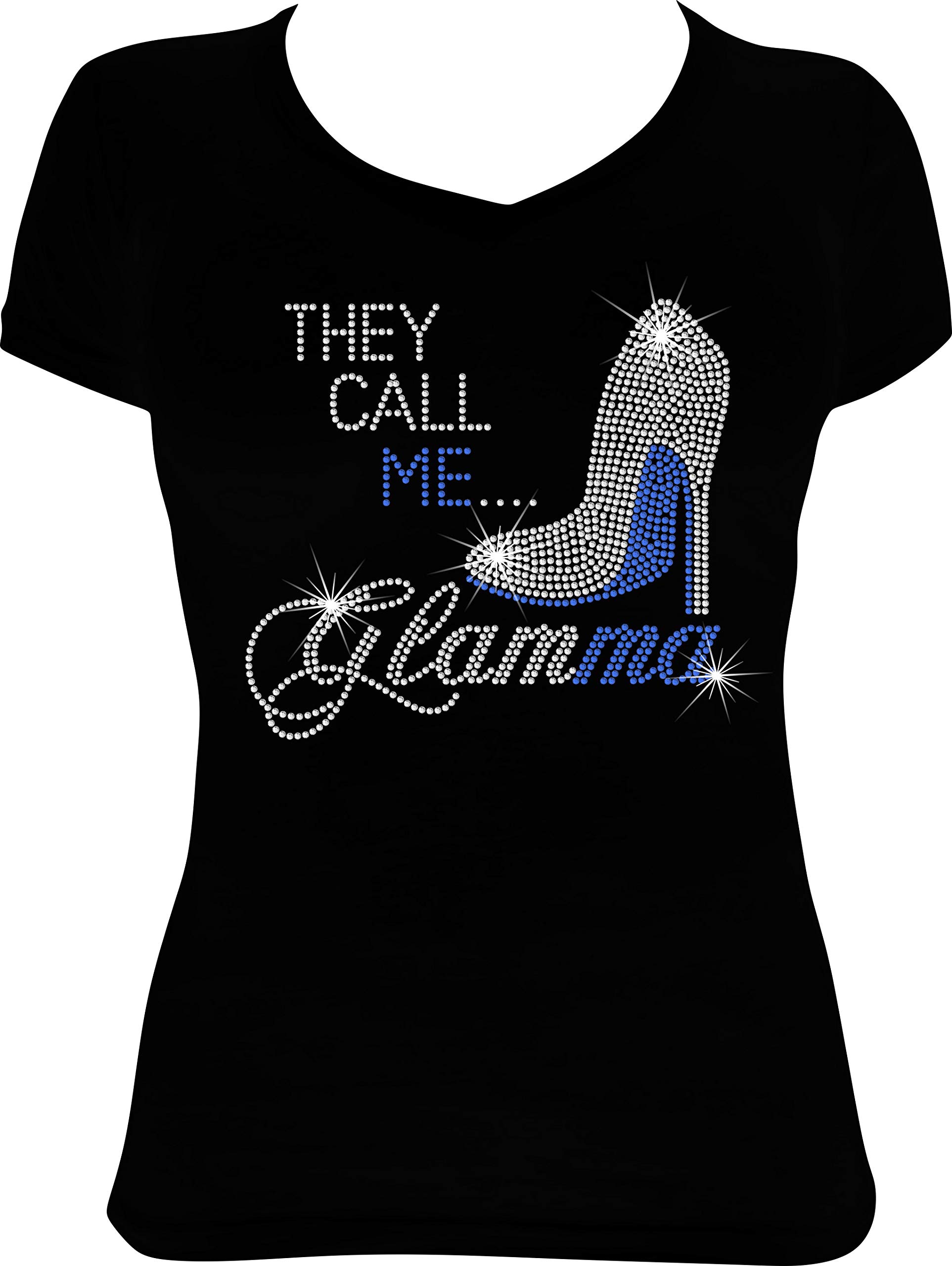 SparkleNation They Call Me Glamma Bling Rhinestone Shirt, Sapphire, S