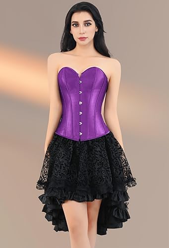 Vista 6 de Kranchungel Tops de corsé para mujer corsé renacentista de talla grande - Bustier con cordones Overbust disfraces de Halloween - Sesiones de fotos