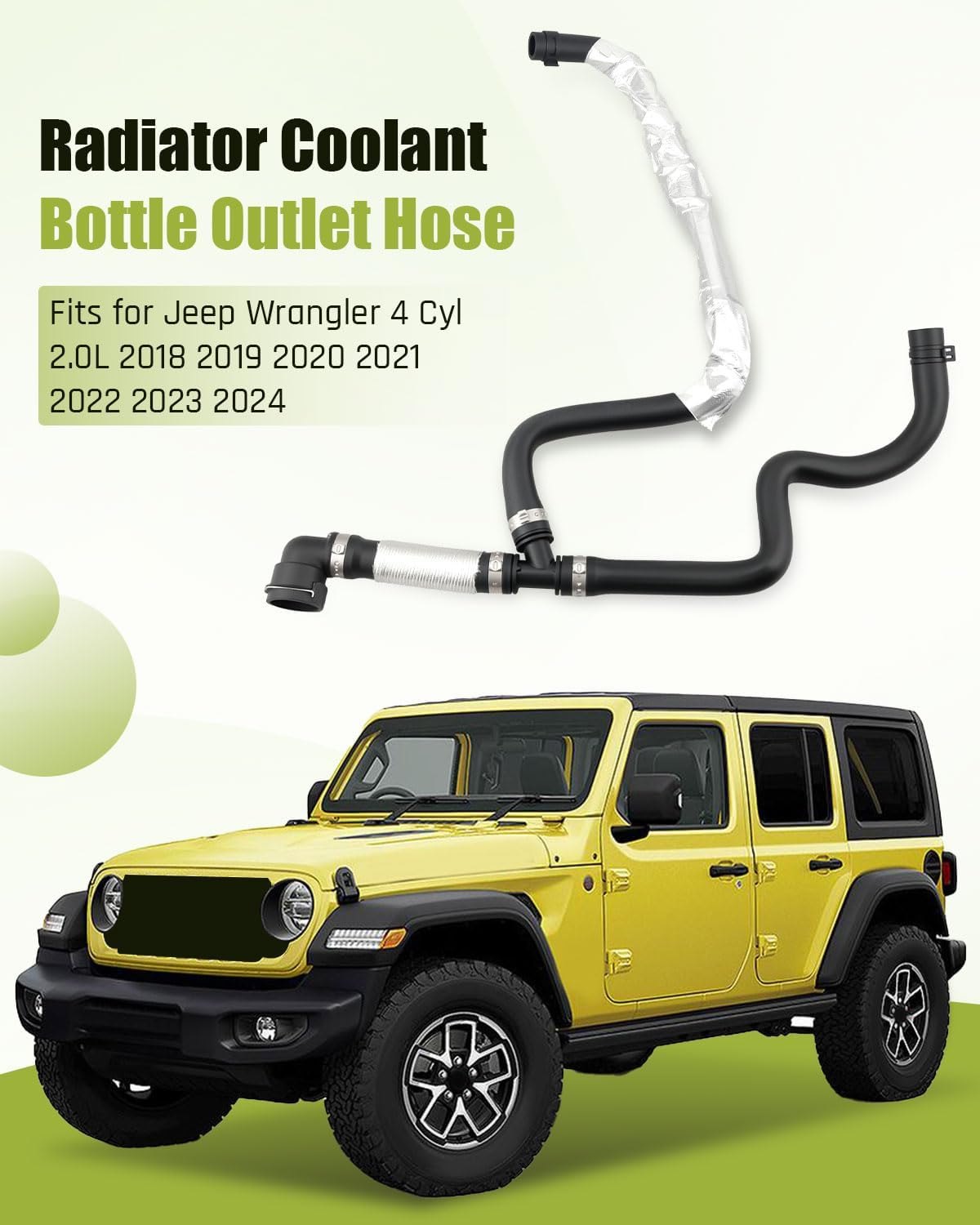 68280800AE Radiator Coolant Bottle Outlet Hose Fit for Jeep Wrangler 4 Cyl 2.0L 2018 2019 2020 2021 2022 2023 2024