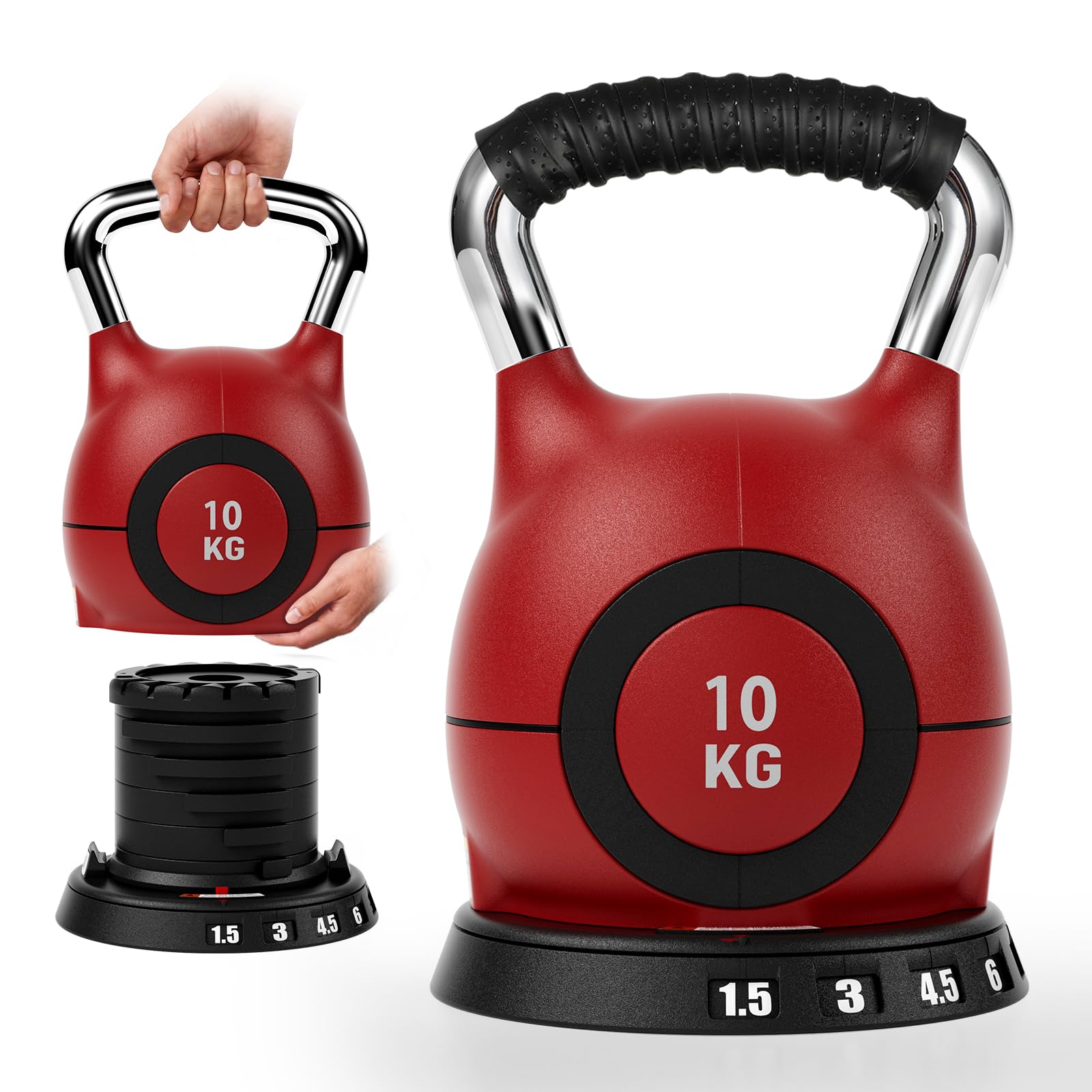 LIFERUN Kettlebell regulowany hantle kulowe 1,5-10 kg do domowej siłowni