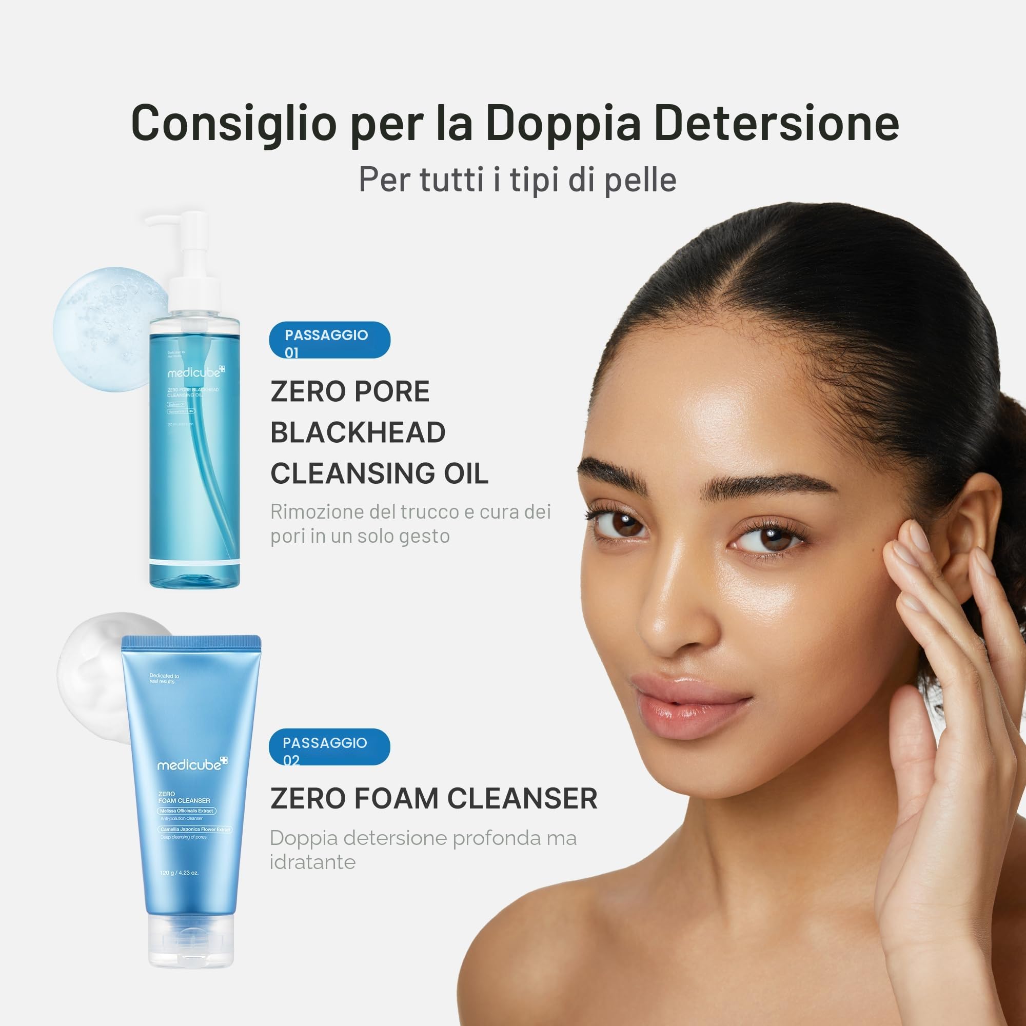 Set medicube per Pulizia Viso Profonda Contro le Imperfezioni con Struccante Viso Delicato, Gel Detergente Idratante e Zero Pore Pads per Una Pelle Pulita e Idratata, Set Skincare Coreana
