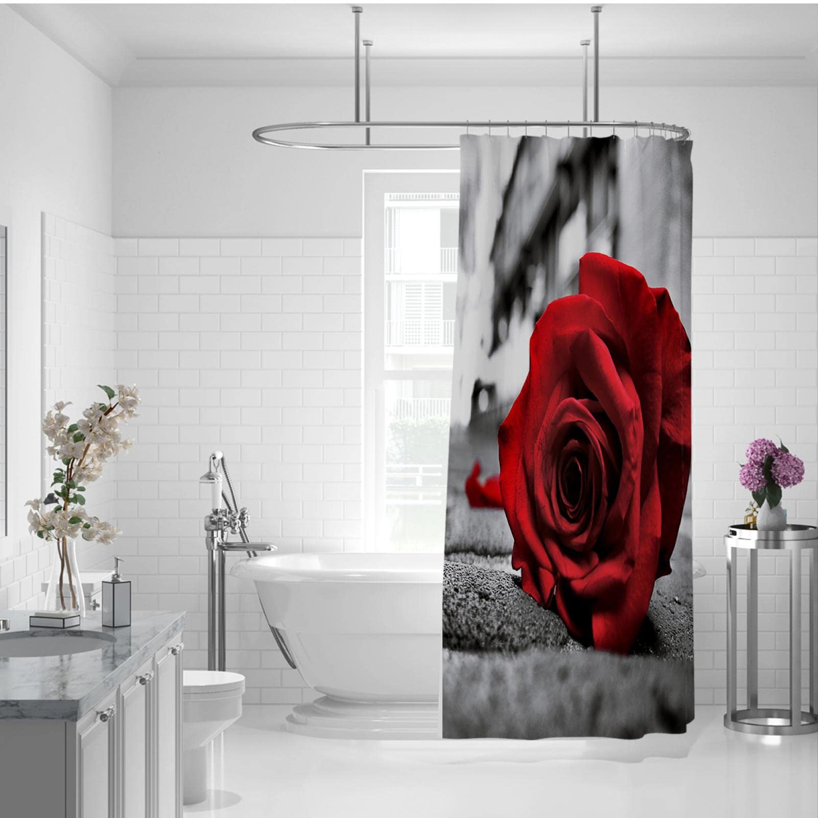 Red Rose Tende da doccia per set da bagno con 12 ganci regalo di San Valentino Home Hotel Arredo bagno Soft Hotel Qualità 220x183cm
