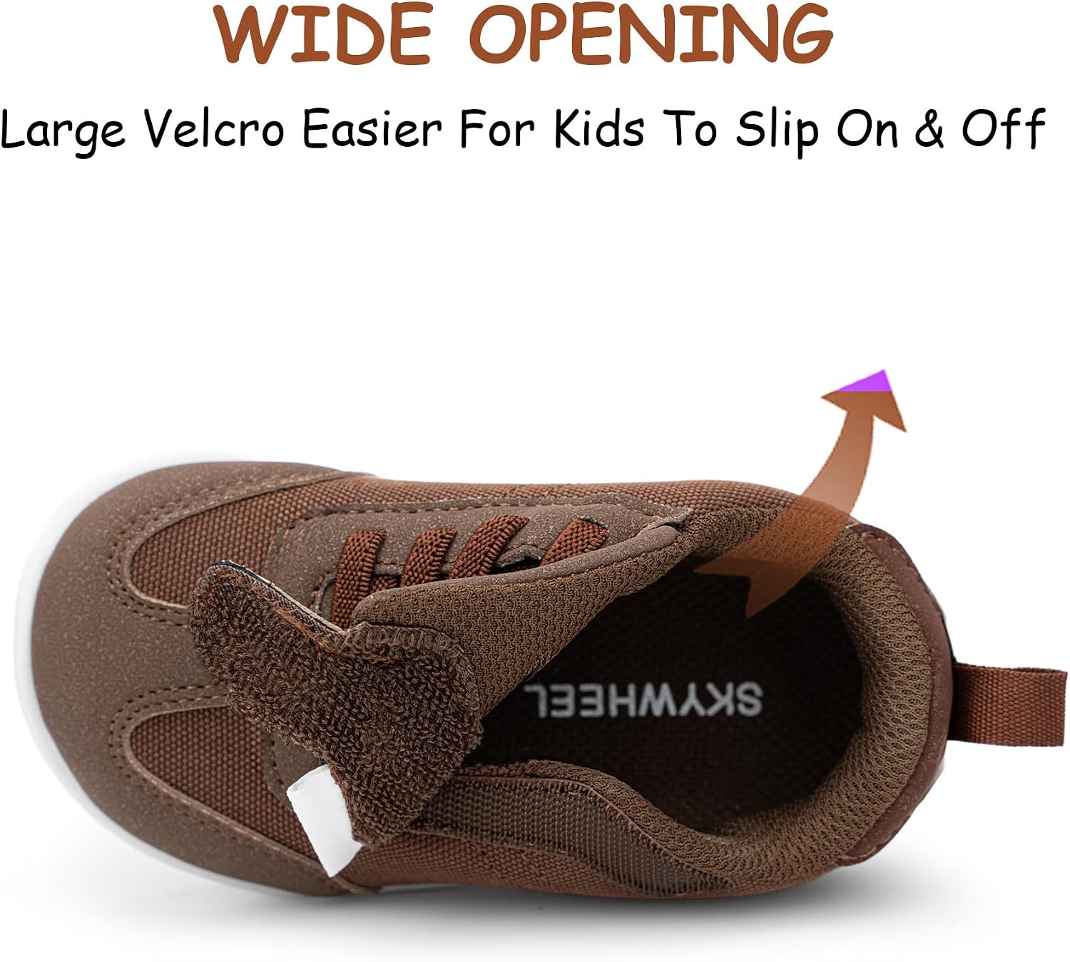 SKYWHEEL Toddler Boy and Girl Shoes Casual Sneakers with Large Hook and Loop Easy On and Off Breathable Upper Wide Toe Box Zero Drop Barefoot Lightweight Non-Slip for Daily Wear Running Walking School image 3