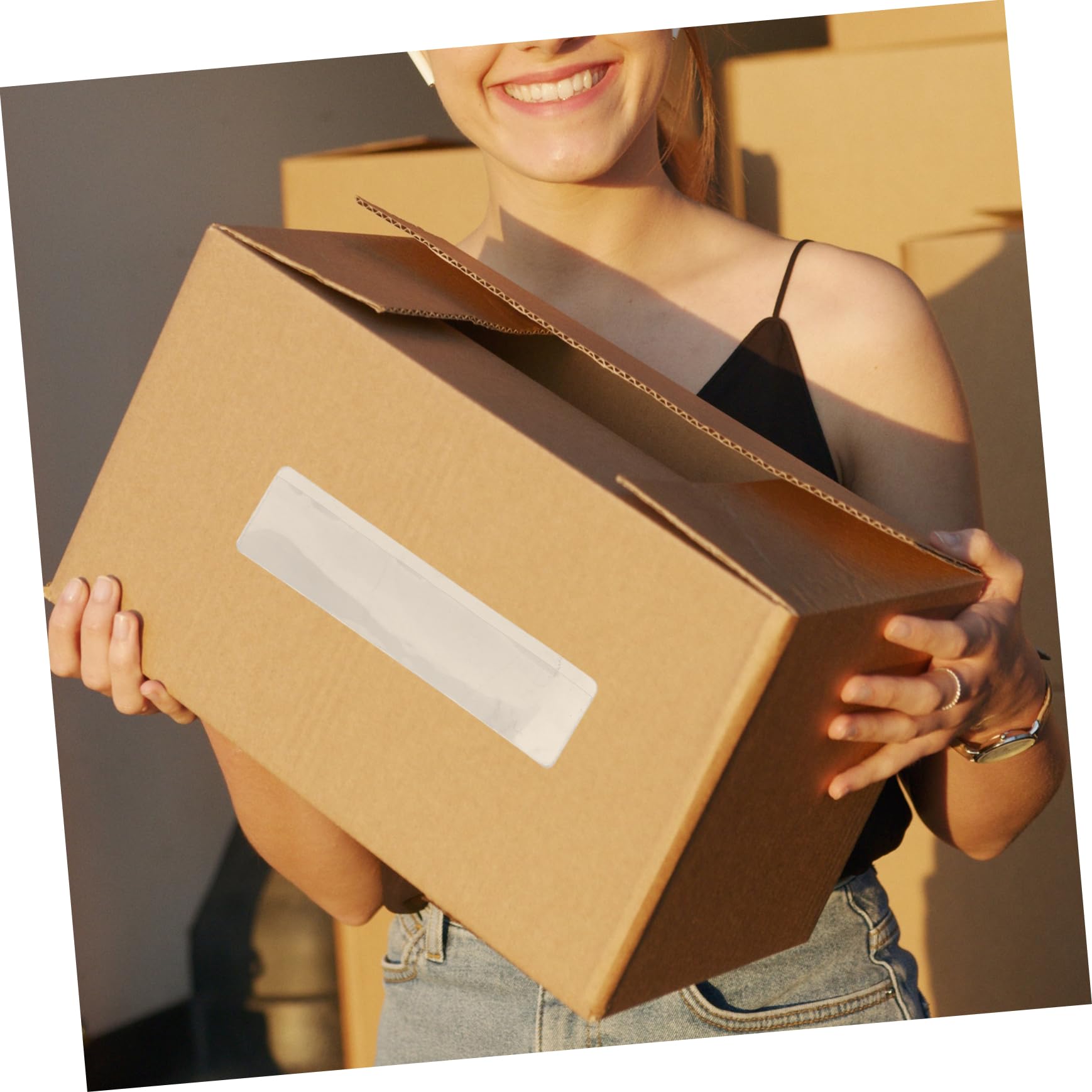 Uonlytech 5 Ensembles Étiquette adhésive poches organisateur sacs porte-étiquettes en plastique transparent pochettes d'étiquettes adhésives porte-étiquette adhésif Papier
