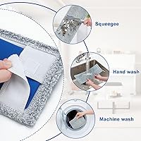 Vista 5 de Trapeadores planos de microfibra para limpieza de suelos con 4 almohadillas lavables para mopa de 57 pulgadas de mango largo, mopas húmedas y secas
