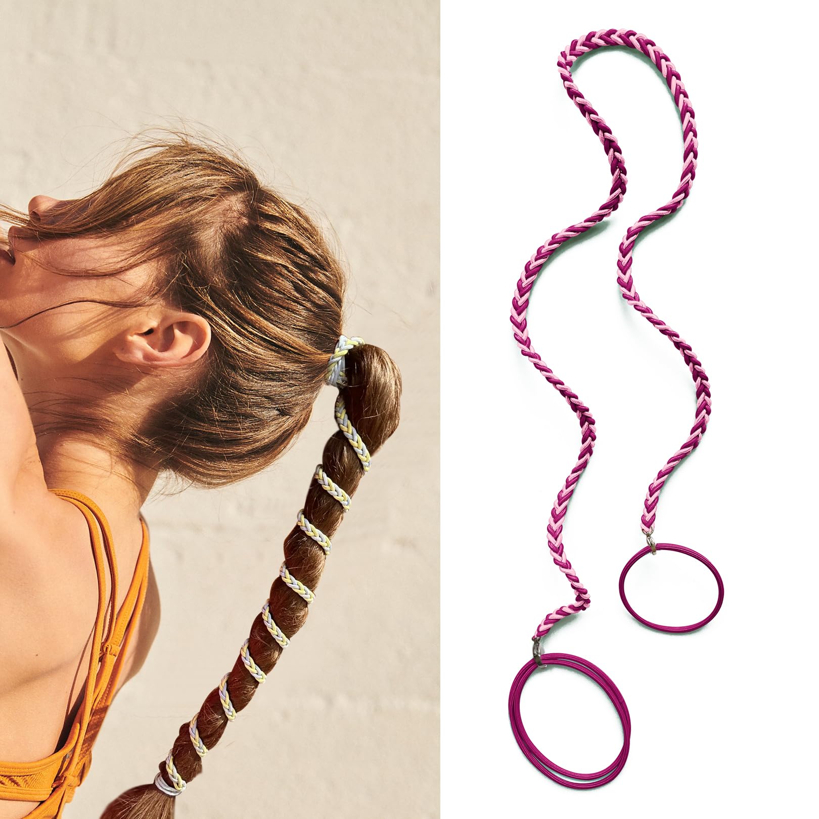 Spiral Hair Ties for Women, 25" Elastic No Tangle Hair Ties Damage-Free Ponytail Wrap for Thick Long Hair Motorcycle Hair Accessories for Sports- Bike