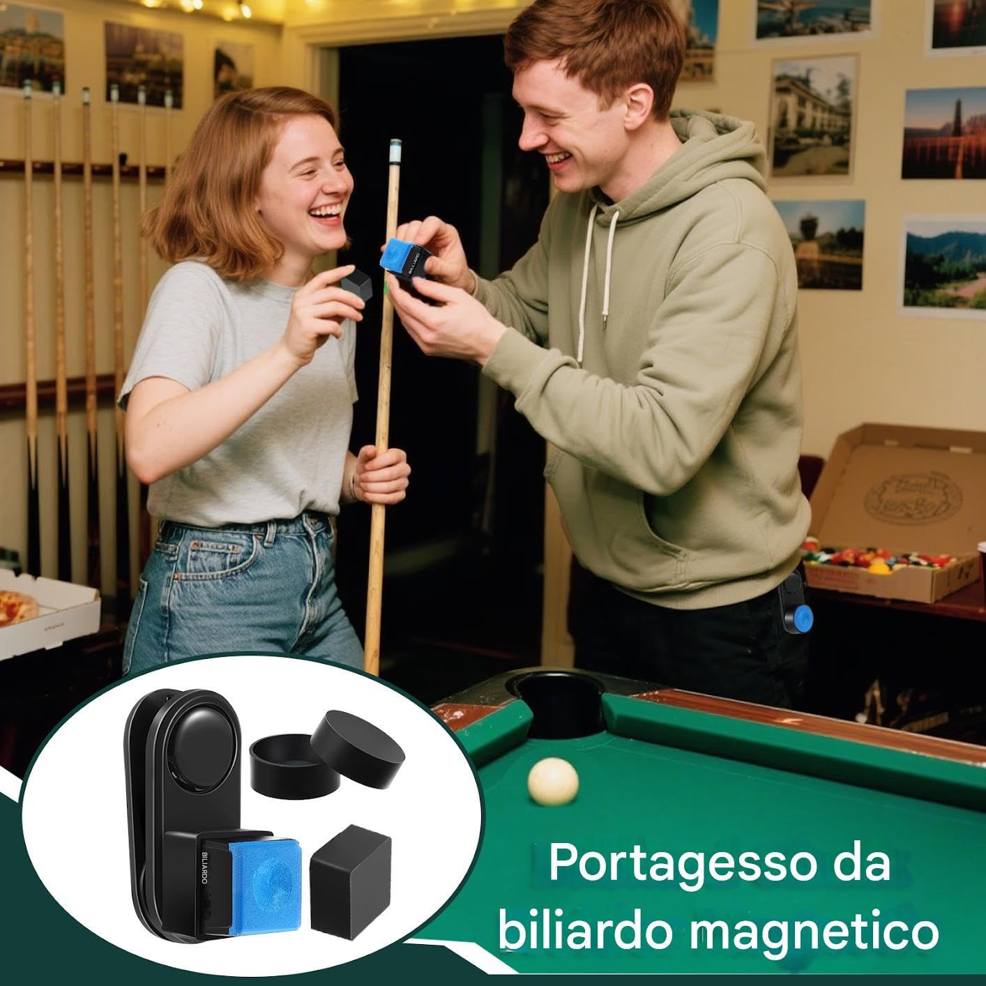 Generico Porta di Gesso di Biliardo Magnetico - Supporto per Gesso in Piscina in Metallo per Un Facile Accesso, attaccamento Sicuro con Funzione Magnetica, per indici per la Barra, Pratica Sportiva,