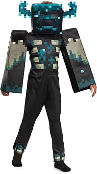 Disguise Minecraft Warden Costume, Official Deluxe Minecraft Costume for Kids with Headpiece and Jumpsuit, Child Size 4-6