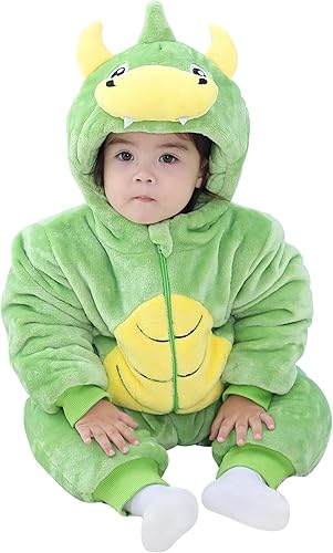 MICHLEY Mameluco unisex para bebé con calentador de nieve, conjunto de franela gruesa de invierno para 0-3T