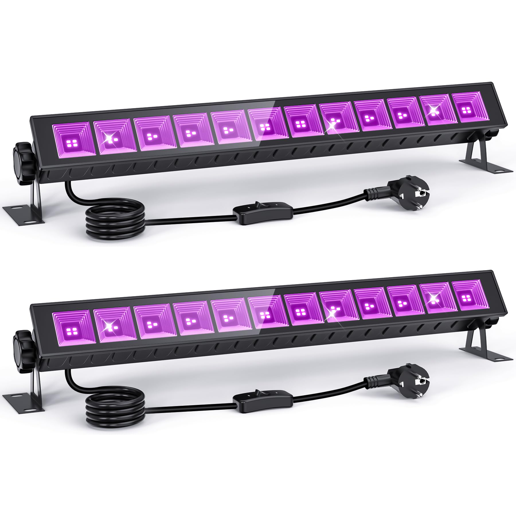 Luce Nera LED UV 45W, Barre UV 395 nm per Feste Fluorescenti, Pittura Corporea, Halloween, Poster Fluorescenti, Blacklight Party, Impermeabile IP66(Set da 2)