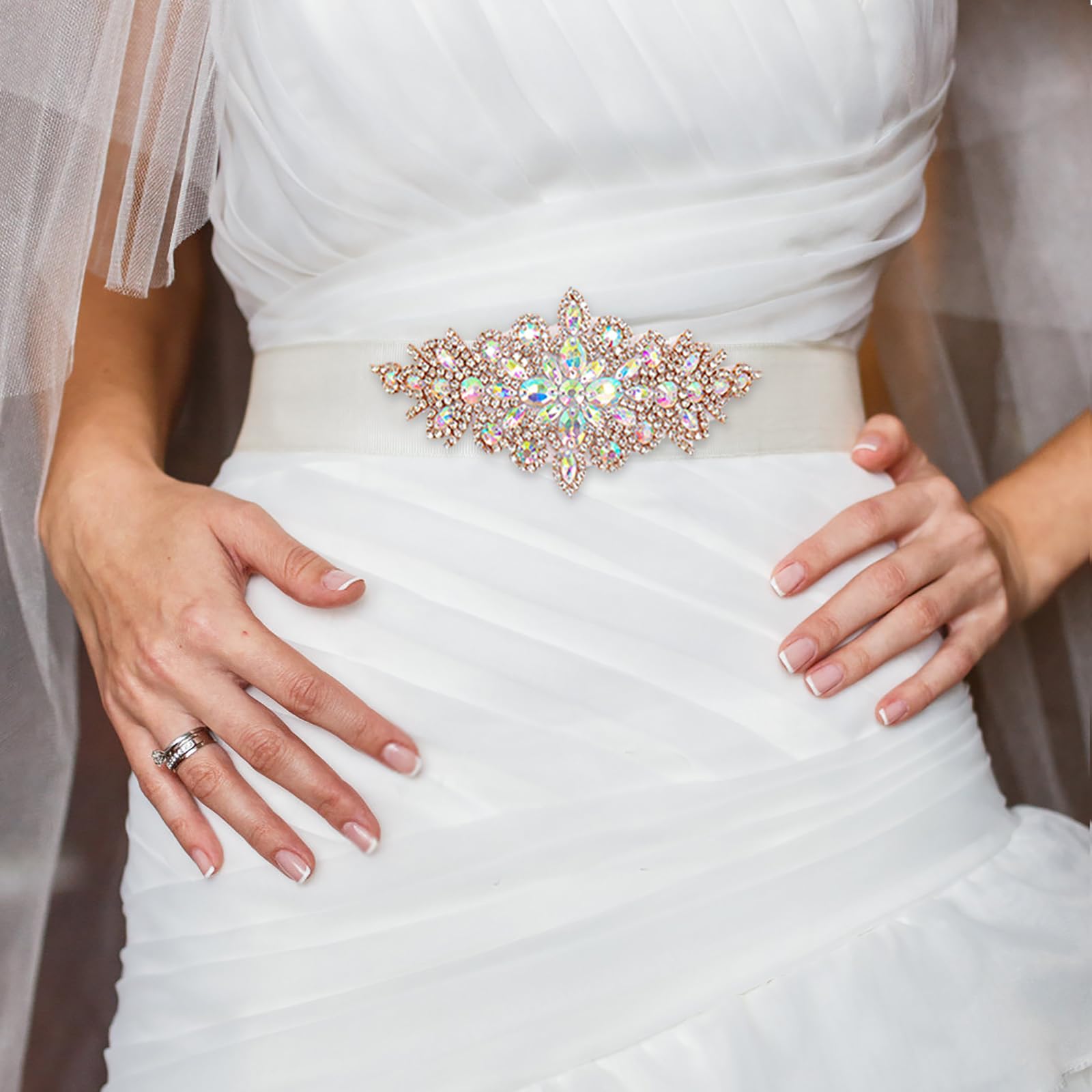 Amazon.com: DUOBAO Rhinestone Applique AB Rose Gold 