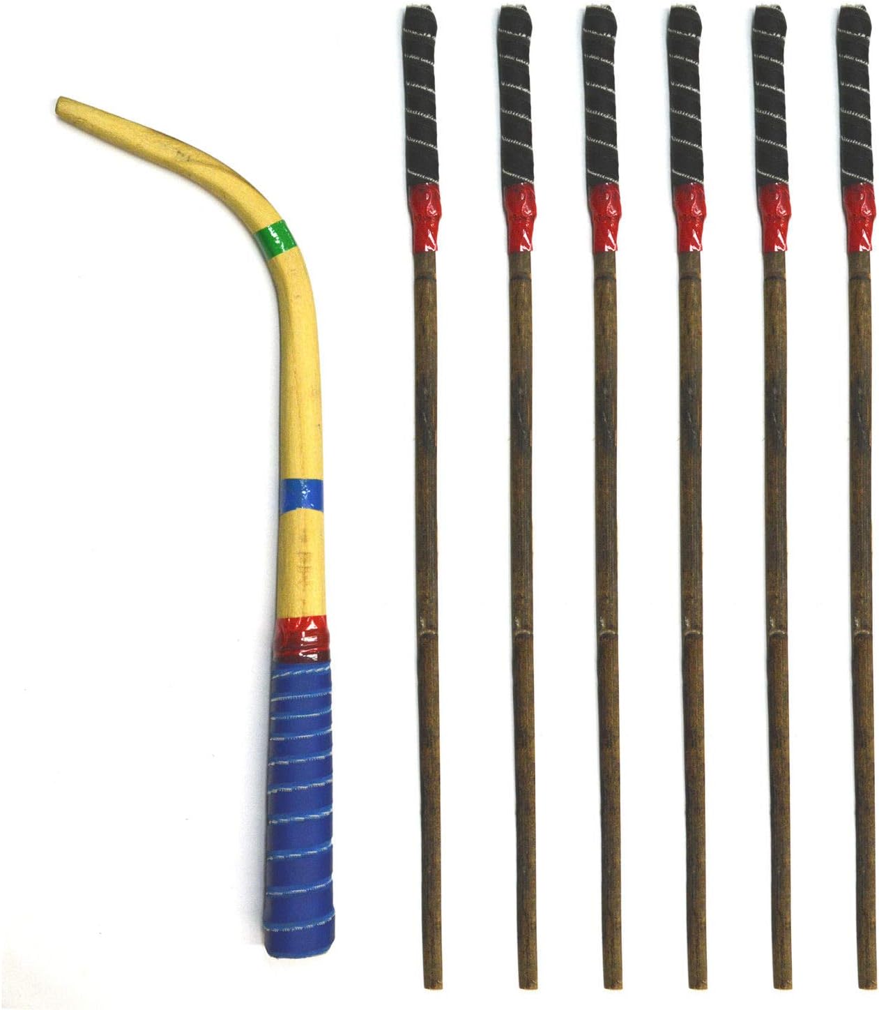 Made Of Music LTD Dhol Sticks - Professional Daga & Tilli Set - Bhangra - Desi - Dhol - 1 Daga 6 Tilli (Brown, Wood)