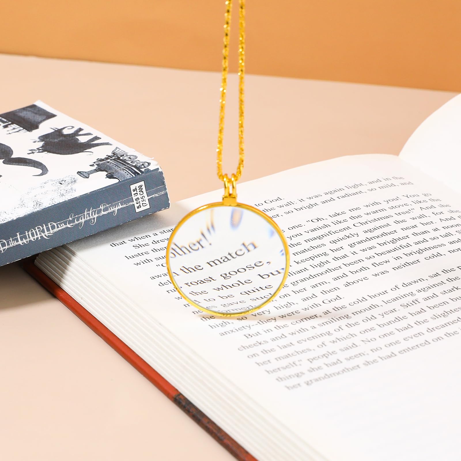 Vergrootglas Monocle Lens, Vergrootglas Hanger, Ketting Vergrootglas Loep 2 Kleuren 5X Vergrootglas Monocle Lens voor Bibliotheek Lezen Zoomen Sieraden Ambachten Handwerk (GOLD