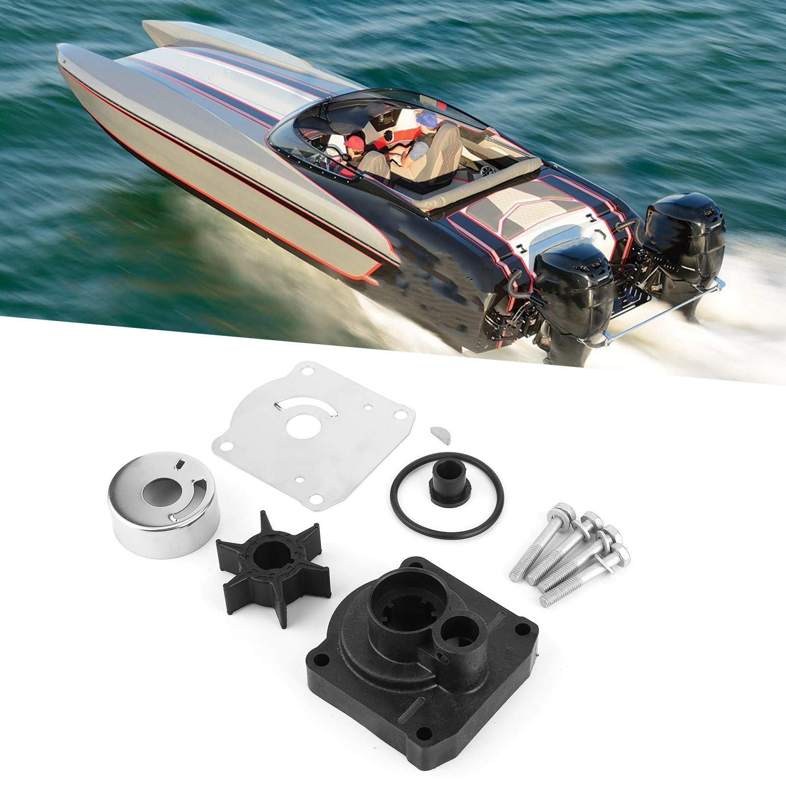 Kit di Riparazione Girante Pompa, Qiilu Riparazione pompa acqua, kit di riparazione girante pompa acqua fuoribordo 61N-W0078-11 adatto per Yamaha 4 tempi F25 25hp
