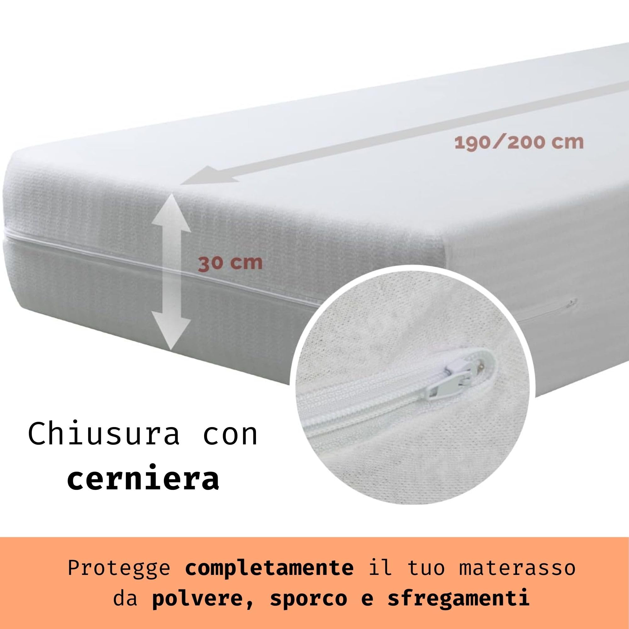 Tural Fodera per materasso Pacco da 2 90x190/200cm Singolo Elastico Certificato Oeko-TEX Cerniera Regolabile