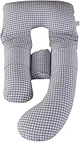 Vista 9 de Almohada de embarazo en forma de U, almohada de cuerpo completo con funda extraíble de algodón lavado, almohada de maternidad de cama múltiple