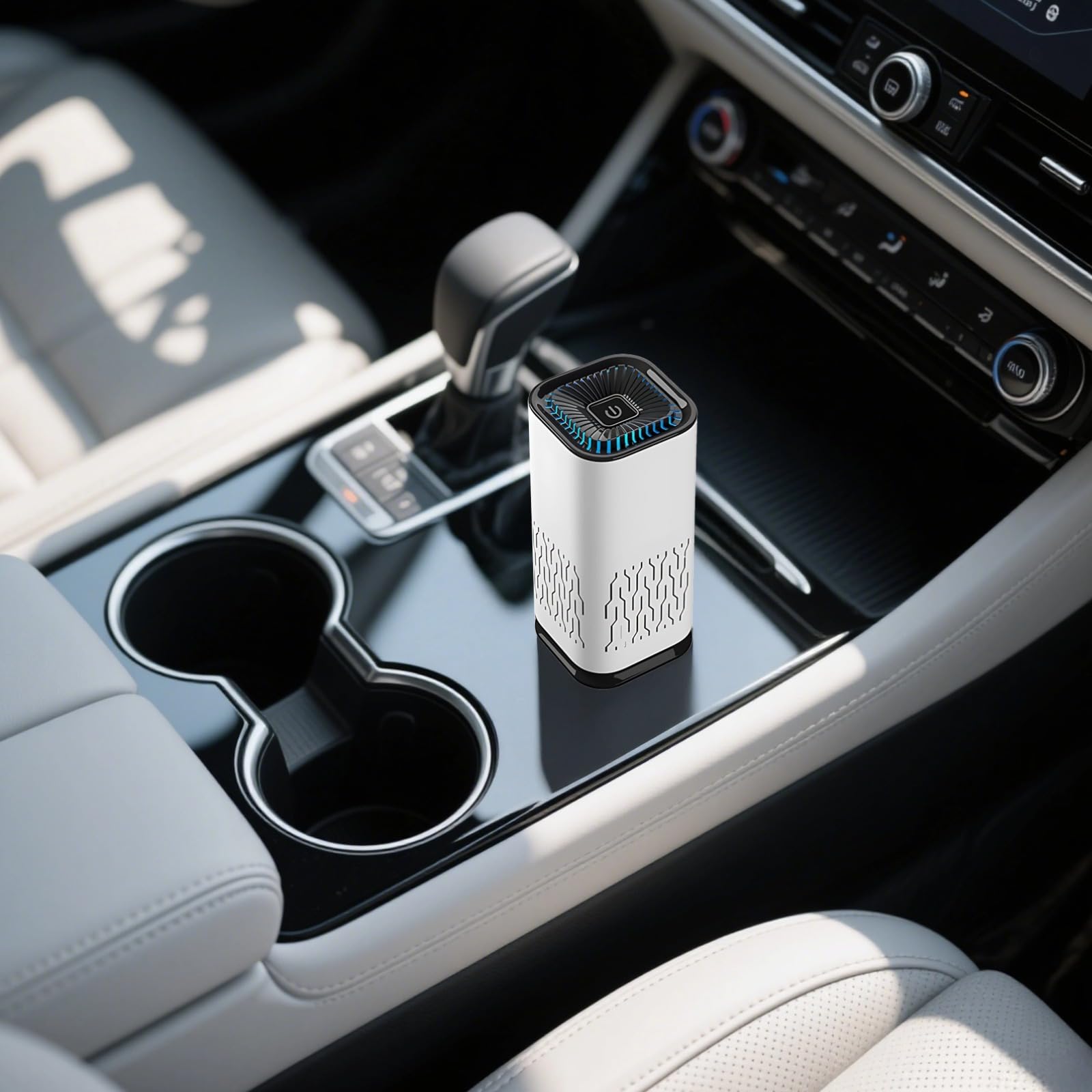 Confezione da 2 purificatori d'aria per auto, casa, scrivania, purificatore d'aria per animali domestici, bianco, mini portatile, silenzioso, avvio con un pulsante, riduzione degli odori, riduzione
