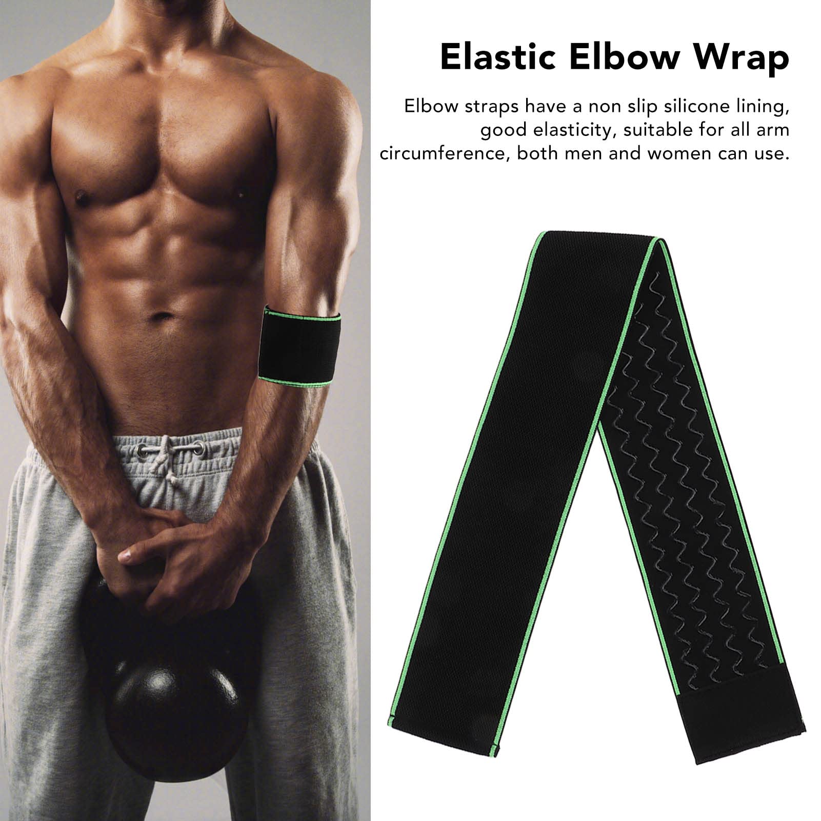 Gavigain Elbow Brace, Tennis Compression Sleeve Wrap Compression Bandage for Left or Right Arm Adjustable Elastic Arm Circumference for Men and Women Outdoor Sports (Green)