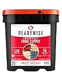 ReadyWise Emergency Food Supply - 120 Servings Fruit Bucket, Nutritious Meals, Dehydrated & Freeze Dried Food for Backpacking, Camping Essentials & Disaster Prepping Supplies, up to 25 Year Shelf Life Fruit Bucket - 120 Servings