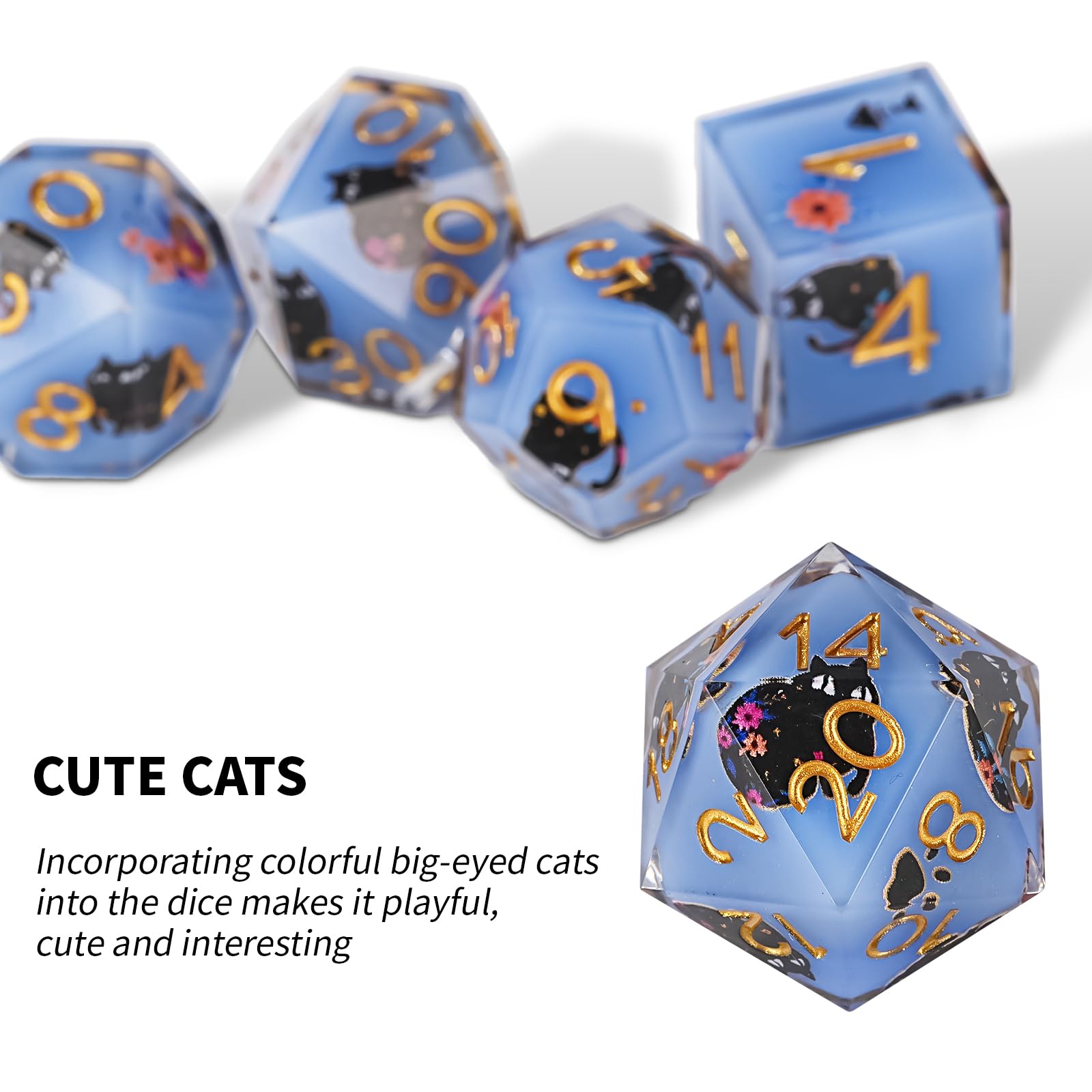 DND Cat Dice Set Cute 7 Pack - Image 2