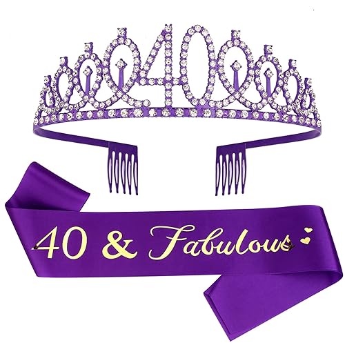 Miniatura 8 de CIEHER Corona de cumpleaños número 13 para niñas y juego oficial de banda de cumpleaños y perlas, tiara de cumpleaños de 13, regalos de cumpleaños