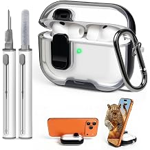 MOLOPPO for AirPods Pro 3 Case with Lock & Carabiner, [Military-Grade Protection] [Supports Wireless Charging] Anti-Scratch Hard Shell Cover for AirPods Pro 3rd Gen, Black