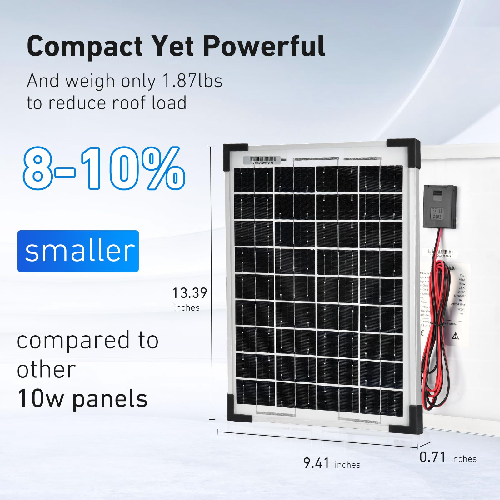 Kit panneau solaire 10W, chargeur de batterie 12V, système solaire hors-réseau étanche avec contrôleur de charge solaire PWM 5A pour le toit d'une voiture, d'un camping-car ou d'une caravane
