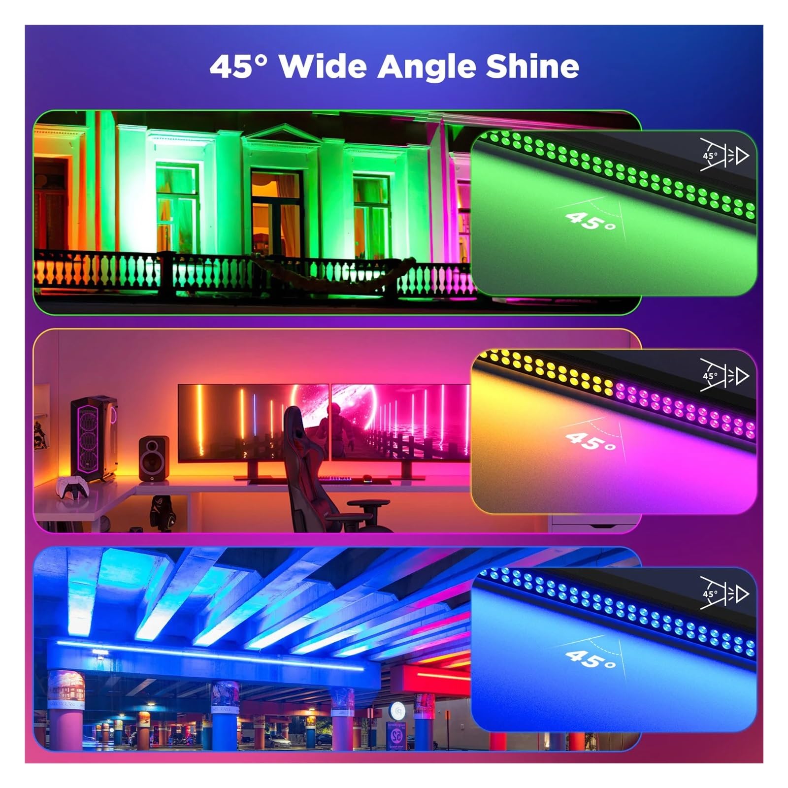 Barra de luces LED pared doble 120 W y 80, RGB 3 en 1, x 2, for escenario, DJ, pub, conciertos, fiestas Fácil instalación