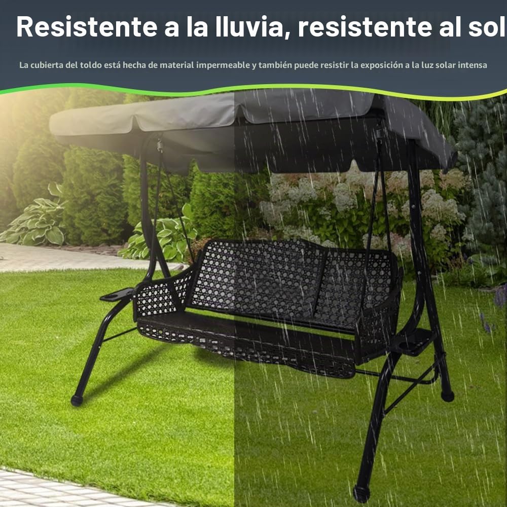 Toldo impermeable de repuesto para columpio de jardín, resistente a los rayos UV, funda para silla de columpio de 3 plazas, cubierta superior de hamaca resistente para muebles de exterior (solo funda)