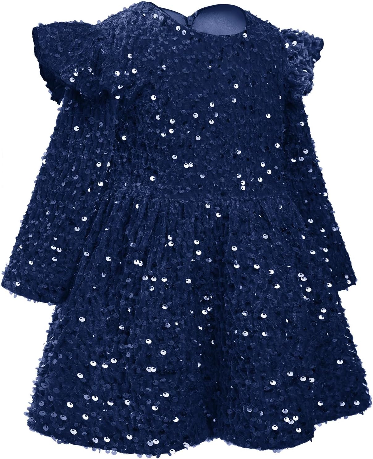 IBTOM CASTLE Baby Girl Velvet Dress Long Sleeve Sequins Ruffle Birthday Party Christmas Wedding Kids Fall Winter Clothes