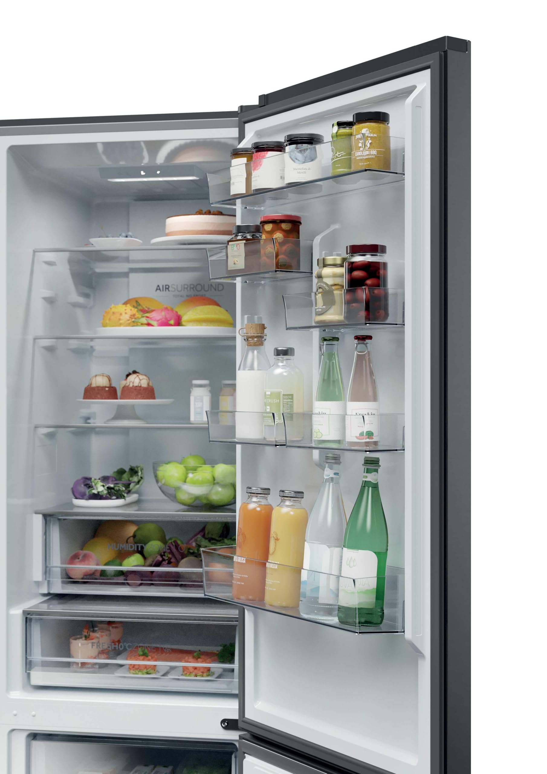 Haier 2D 60 Series 1 PRO HDPR1620ANPK - Frigorífico Combi, 409L, Circular AirFlow, Motor Inverter, Cajón 0º Fresh Zone, Total No Frost, Air Surround, Ancho 60cm, Alto 2,05m, Iluminación LED, Inox