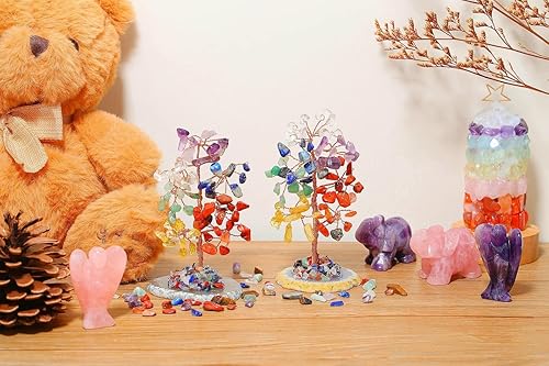 Miniatura 2 de QINJIEJIE Chakra Tree Natural Crystal Tree of Life Money for Desk Decor 7 Chakra Stone for Positive Energy Gemstone Decor Birthday Gifts Spiritual