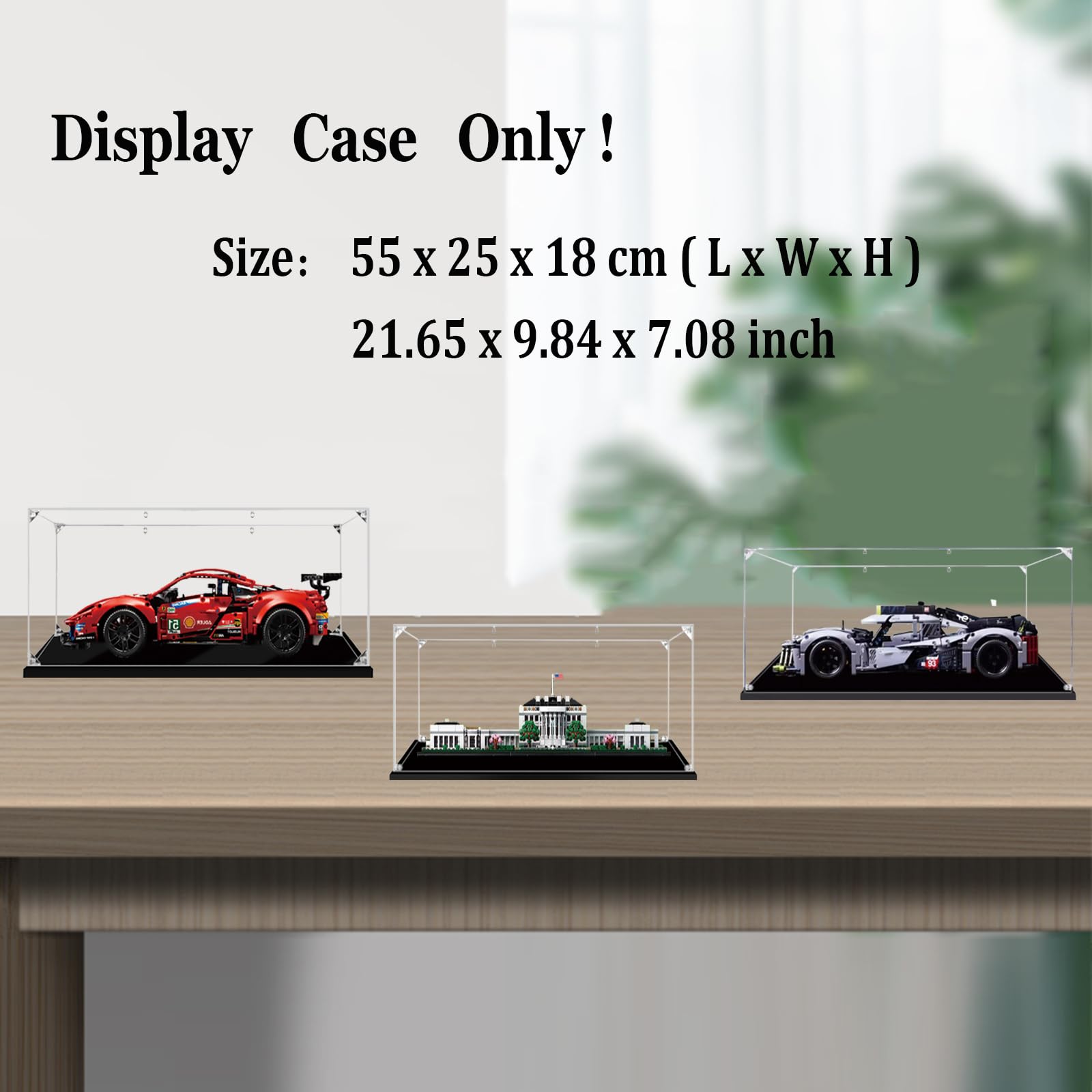 Acryl Vitrine für Lego-42125/42156/21054 - Schaukasten Kompatibel mit [Ferrari-488-GTE/Peugeot-9X8/White-House] - 55x25x18cm (Nur Vitrine)