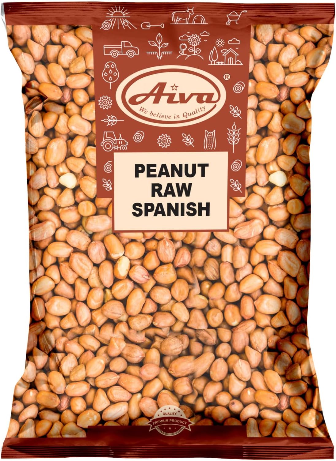 Aiva Raw Spanish Peanuts (5 LB) Bulk – Whole Unsalted Peanuts for Snacking, Cooking, and Baking | Product of USA | Spanish Premium Grade