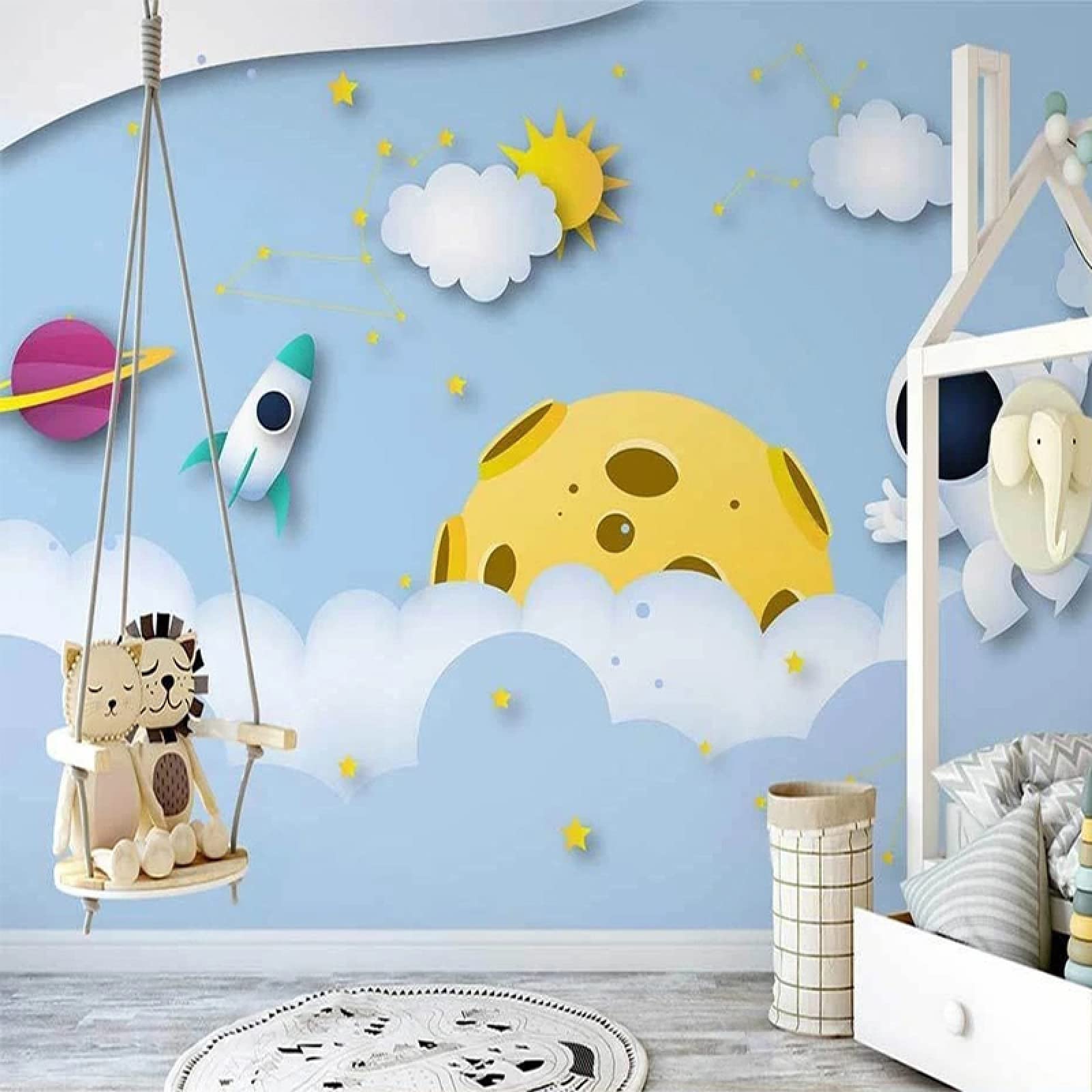 Papier peint mural univers 3D pour agrandir et égayer une pièce sombre