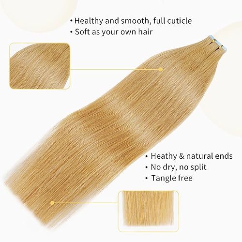 Miniatura 10 de Extensiones de cabello humano con cinta adhesiva, invisible, lacio, de 22 pulgadas, extensiones de cabello para mujeres, sin costuras, trama de piel
