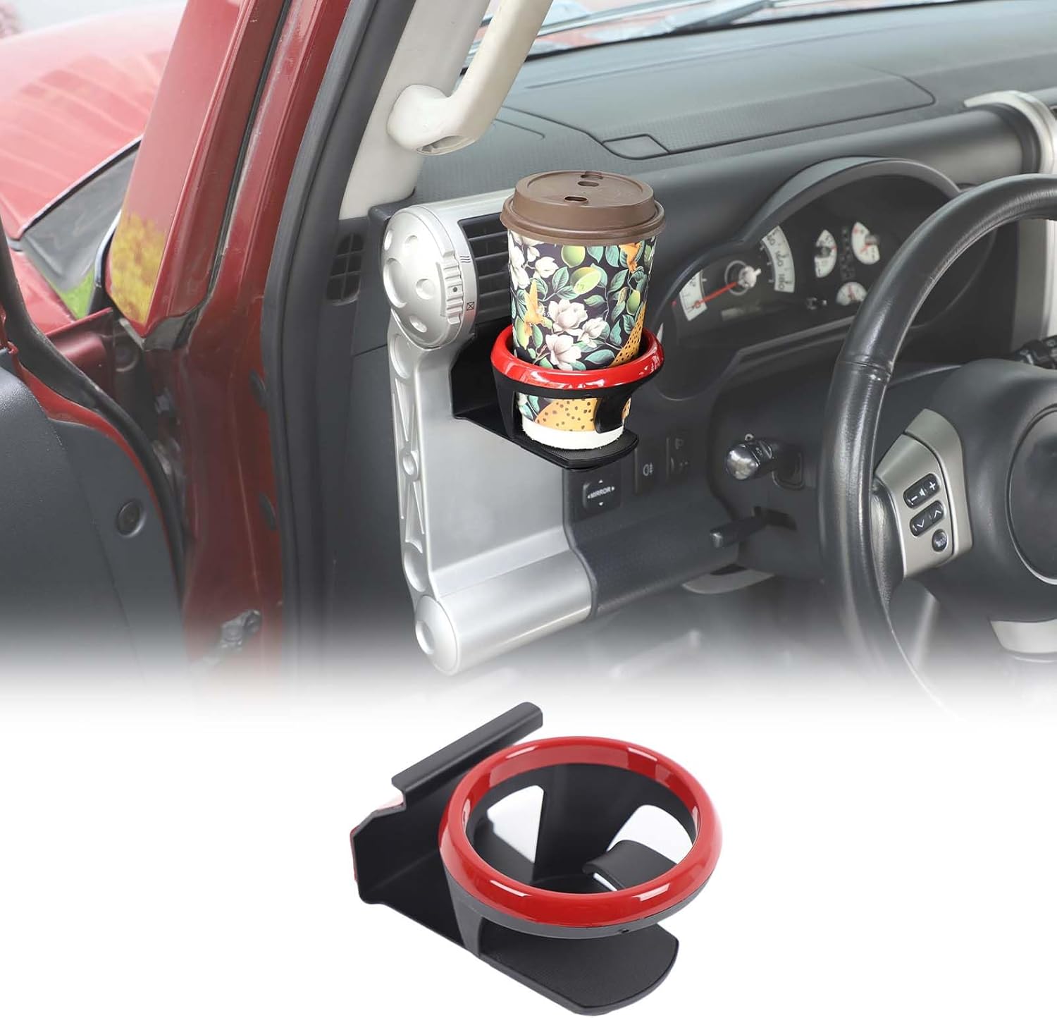 Car Cup Holder Compatible with Toyota FJ Cruiser 2007-2021, Car Air Vent Cup Bottle Mount, Center Console A/C Vent Drink Stand for Water Glass, Coffee, Bottled Drinks (Black)