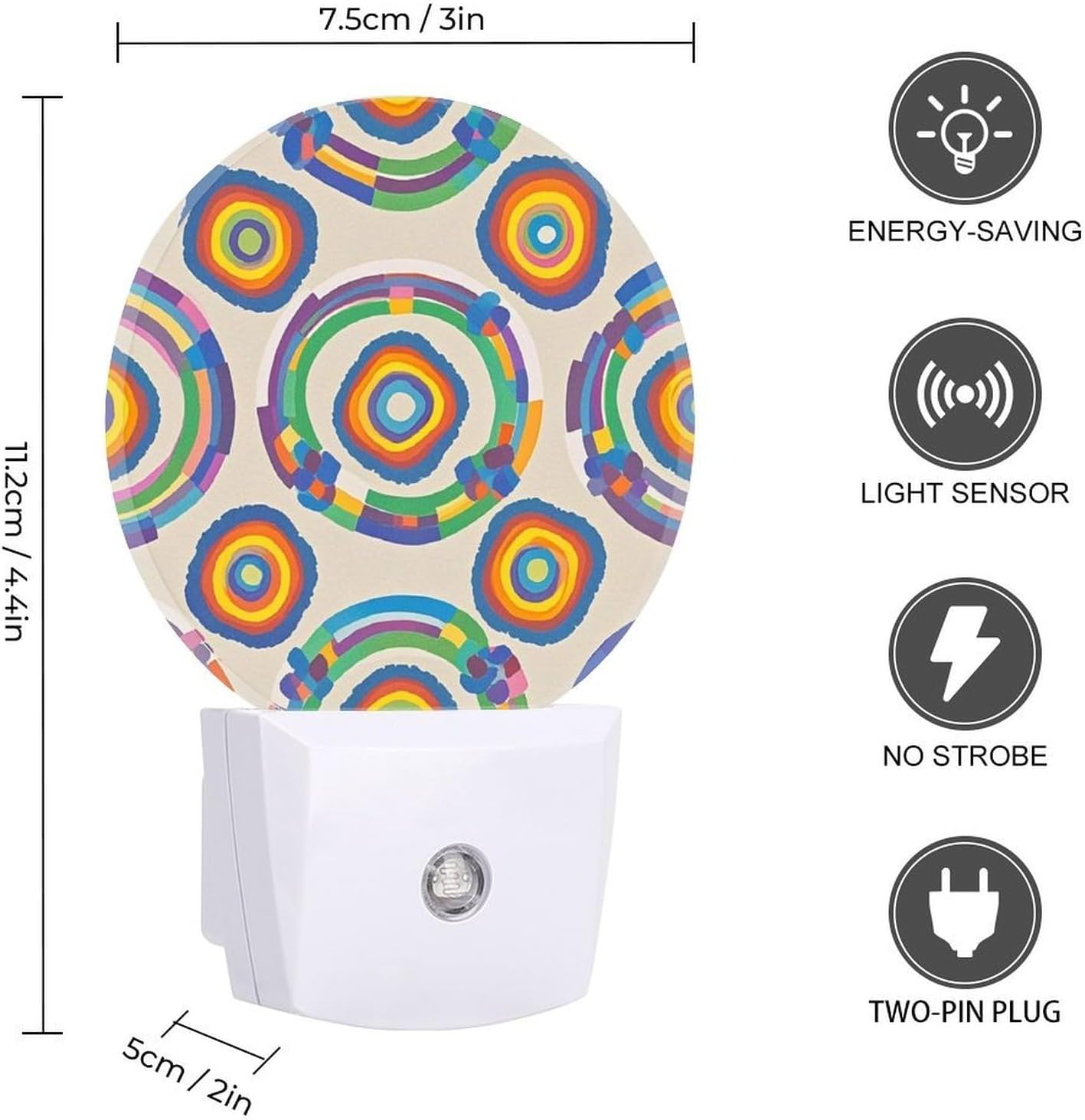 Rainbow Pattern Plug-in LED Nightlight Wall Night Light image 2