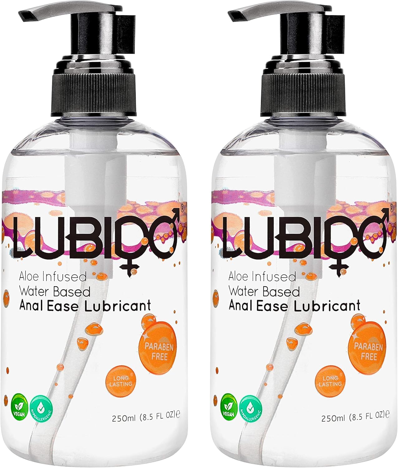 Lubido Aloe Infused Anal Ease Water Based Gel Lube - 250ml (Pack of 2)