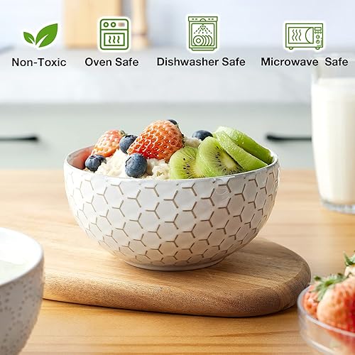 Miniatura 4 de Mfacoy - Juego de 4 cuencos de cereales, cuencos de sopa de 26 onzas, cuencos de cerámica para cocina, ensaladera de porcelana, juego de cuencos