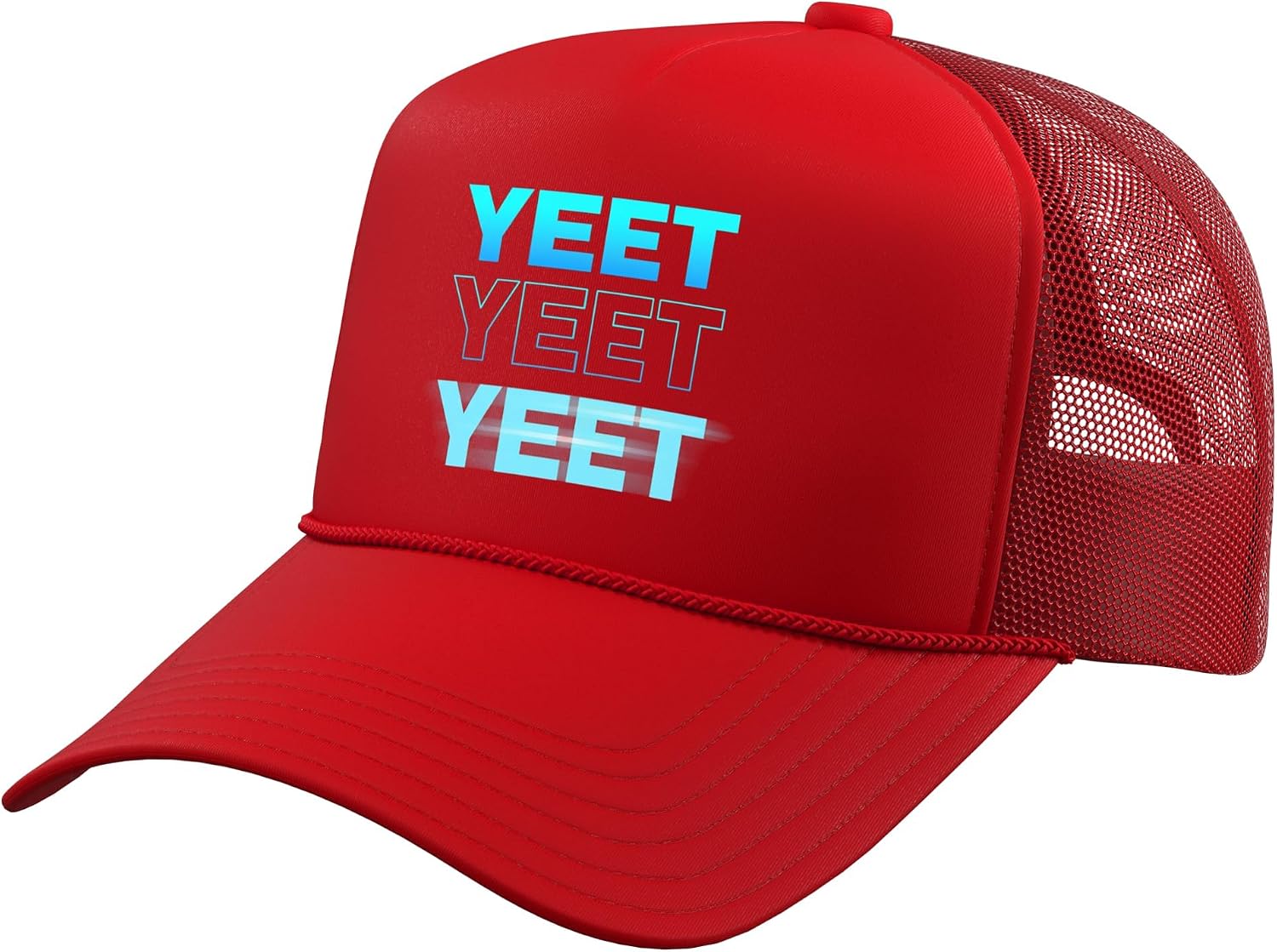 Yeet Yeet Yeet Funny Kid Humor Viral Slang Trend Trucker Hat with Adjustable Mesh Back