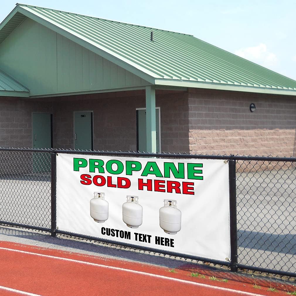 Custom Vinyl Banner Multiple Sizes Propane Sold Here #3 Advertising Printing Propane Outdoor Weatherproof Industrial Yard Signs 4 Grommets Personalized Text Here 24x36Inches