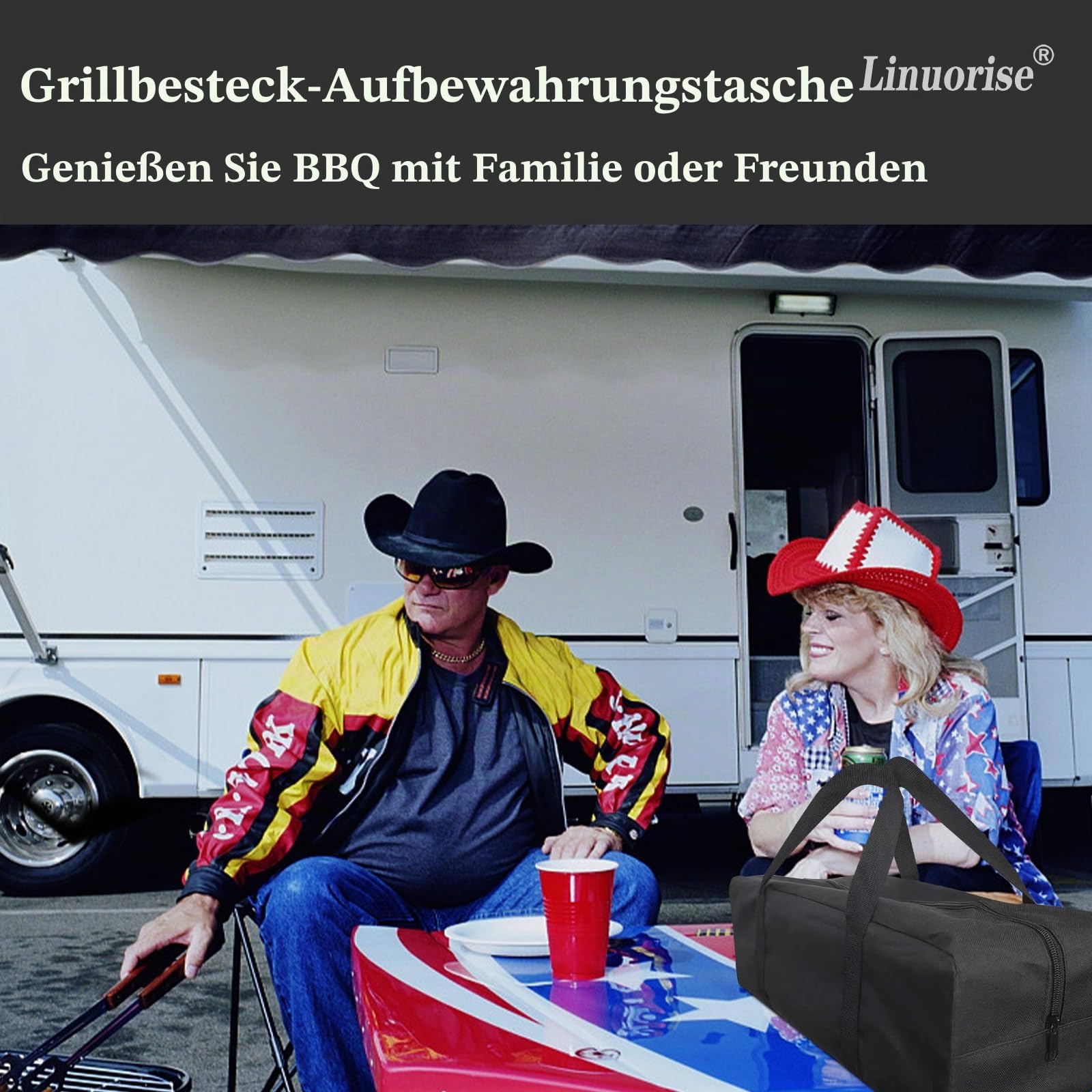 Aufbewahrungstasche für Grillutensilien, Grillzubehör, Aufbewahrung von Grillwerkzeugen, Werkzeugaufbewahrung für Grillutensilien, Tragetasche für Outdoor-Camping, Grill, extra großes Fassungsvermögen