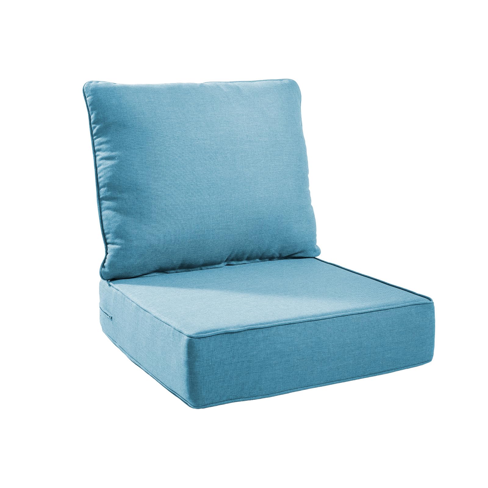 6" Thick Outdoor Chair Cushions - 22"* 24" Patio Furniture Cushions with Water Resistant &amp; Removable Cover, 28D High Density Sponge Patio Cushion for Outdoor Furniture Couch Chair Light Blue
