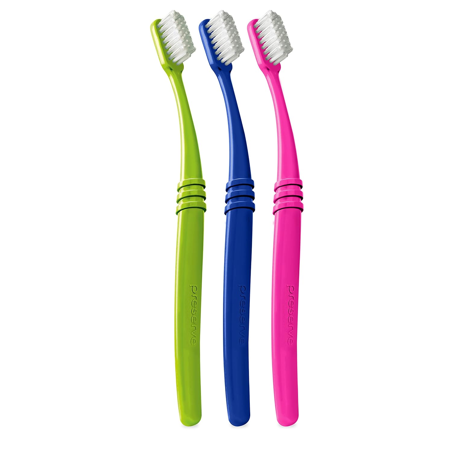 Preserve Eco Friendly Adult Toothbrushes Made in The USA from Recycled Plastic Lightweight Paper Packaging Medium Bristles Colors