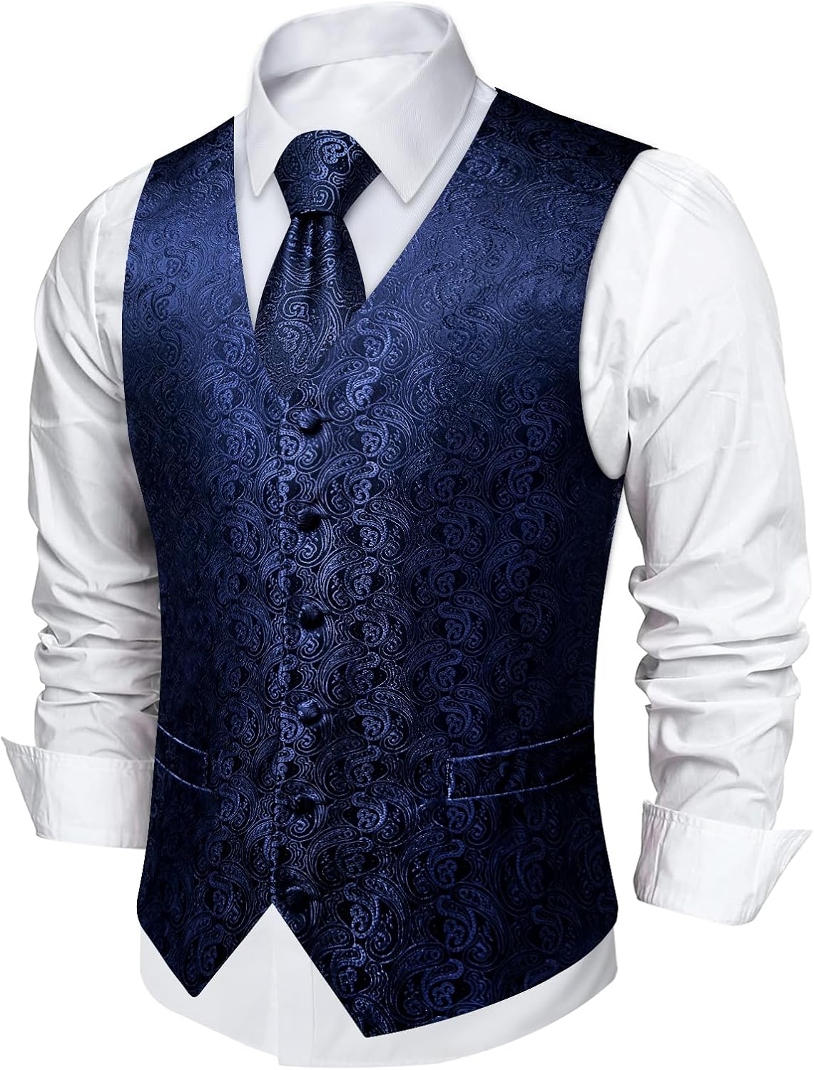 DiBanGu Mens Vest Tie Set Paisley Formal Dress Waistcoat
